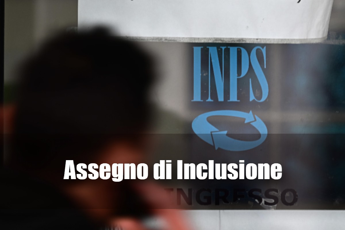 Vetrina sportello INPS e scritta "assegno di inclusione"