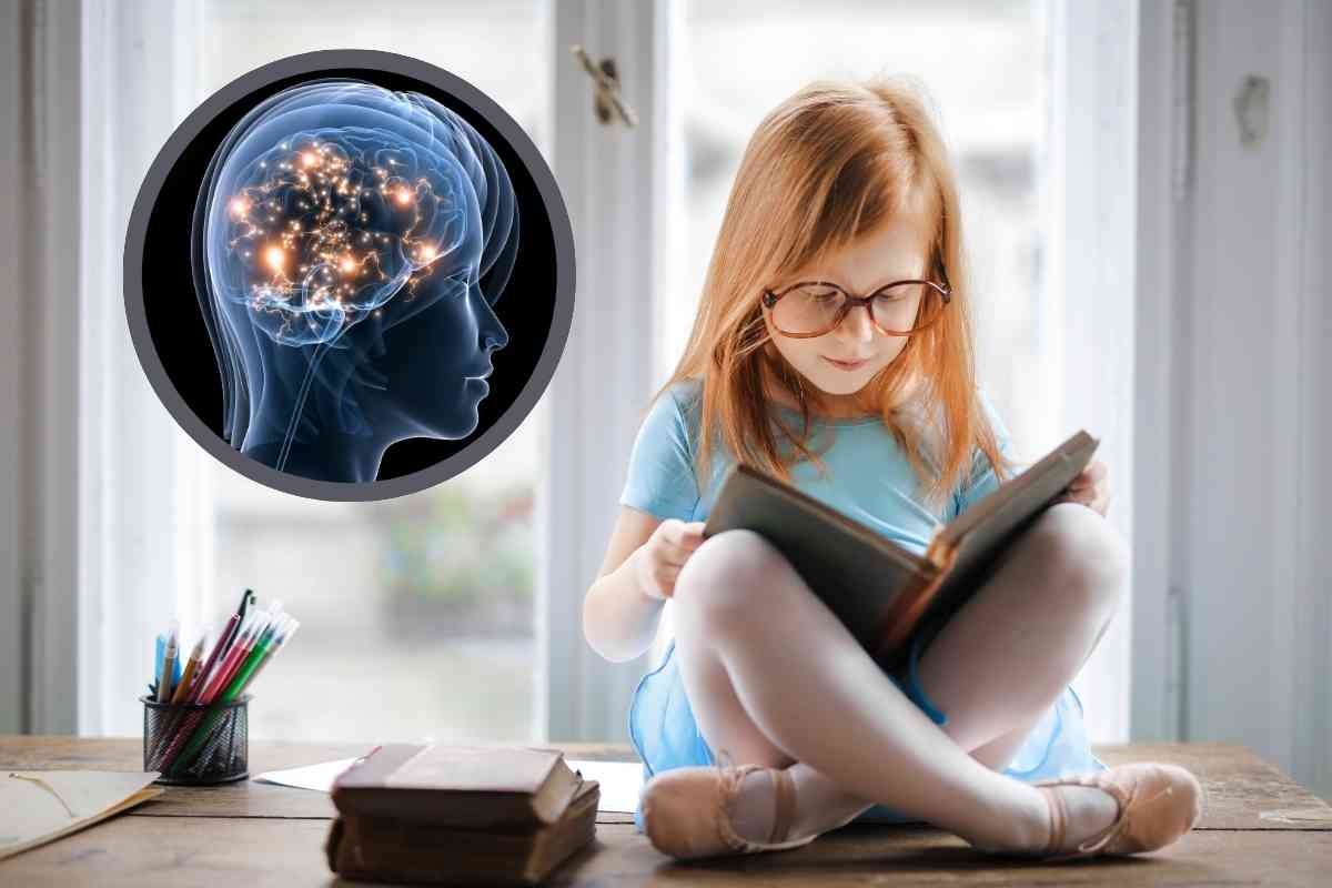 cervello e bambina che legge