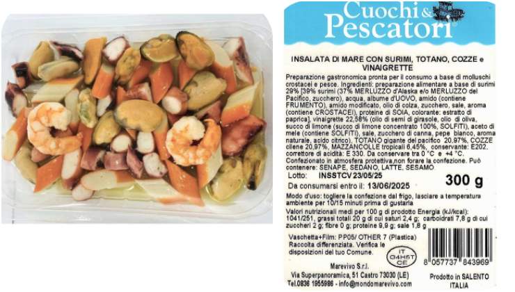 Richiamo alimentare sul sito Lidl: insalata di mare a marchio "Cuochi e Pescatori"