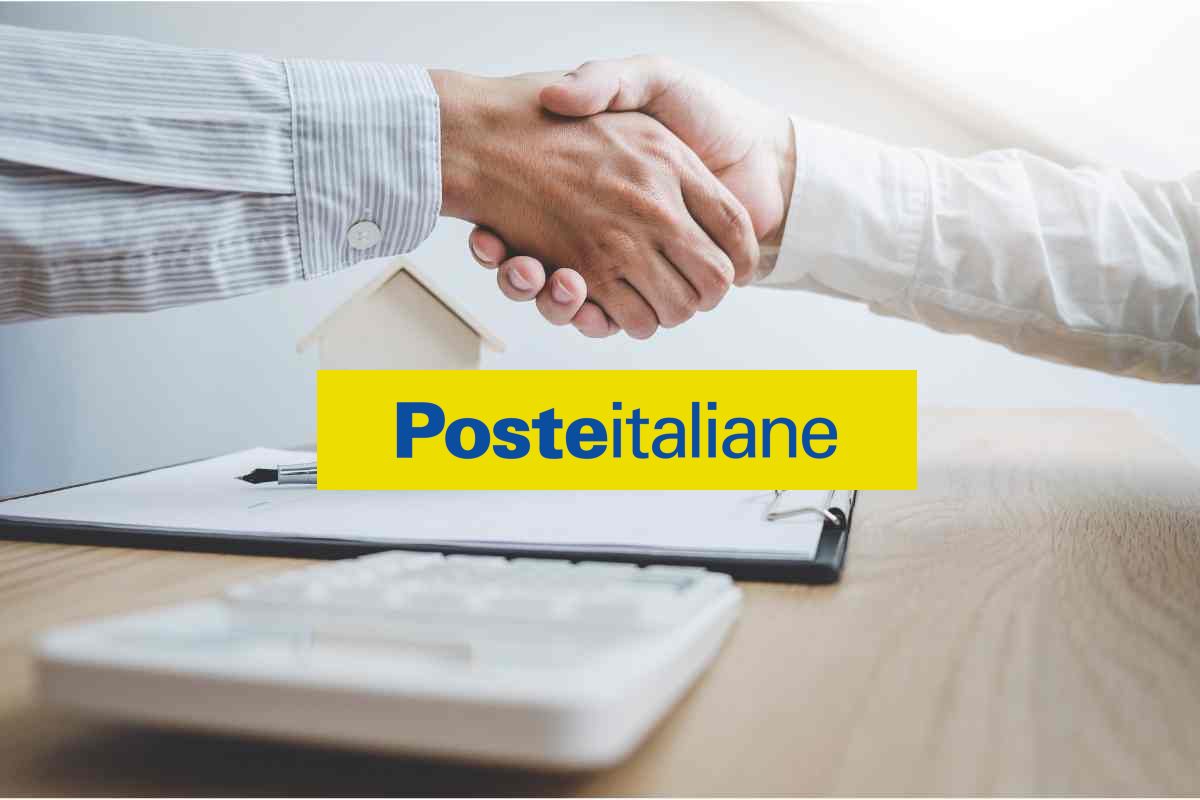 stretta di mano, scritta poste italiane