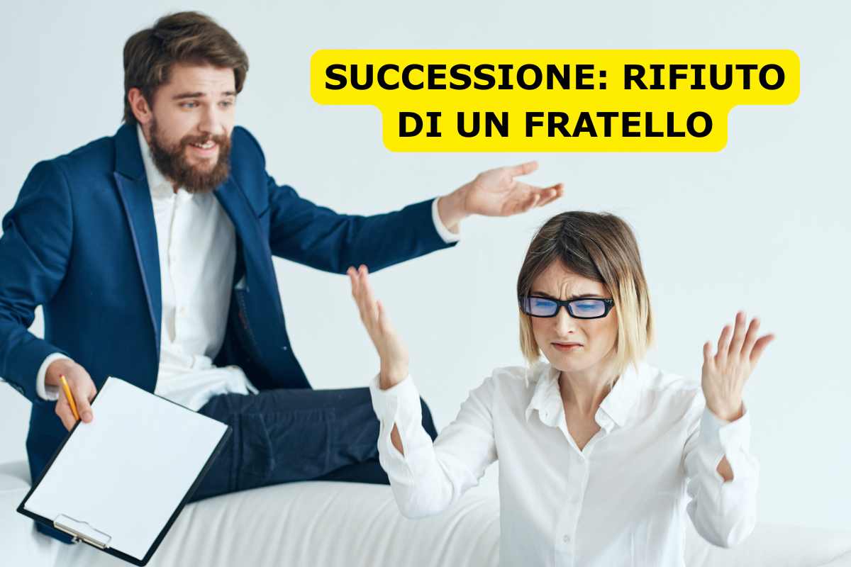 persone che litigano, scritta successione rifiuto di un fratello