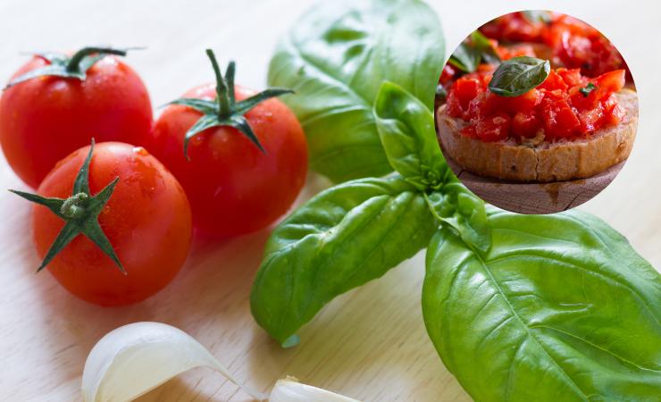 pomodori, aglio, basilico- bruschetta