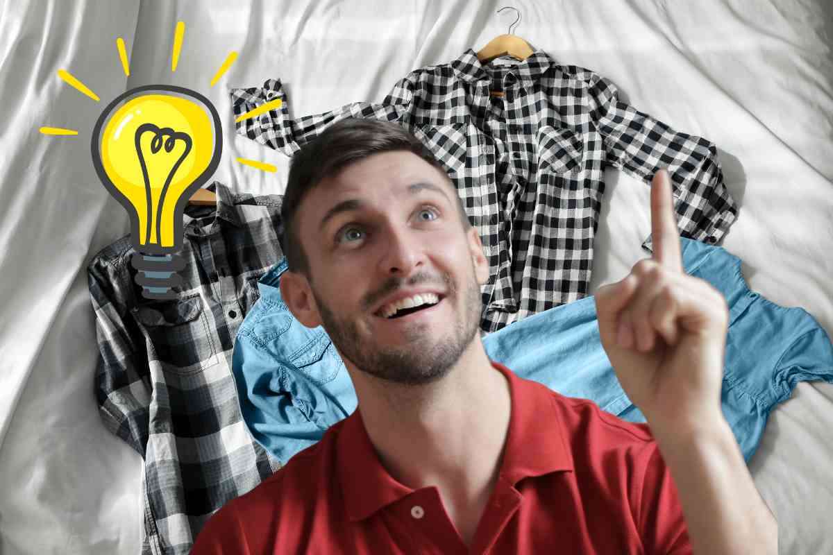 uomo con idea e camicie