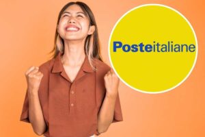 Donna felice, logo Poste Italiane