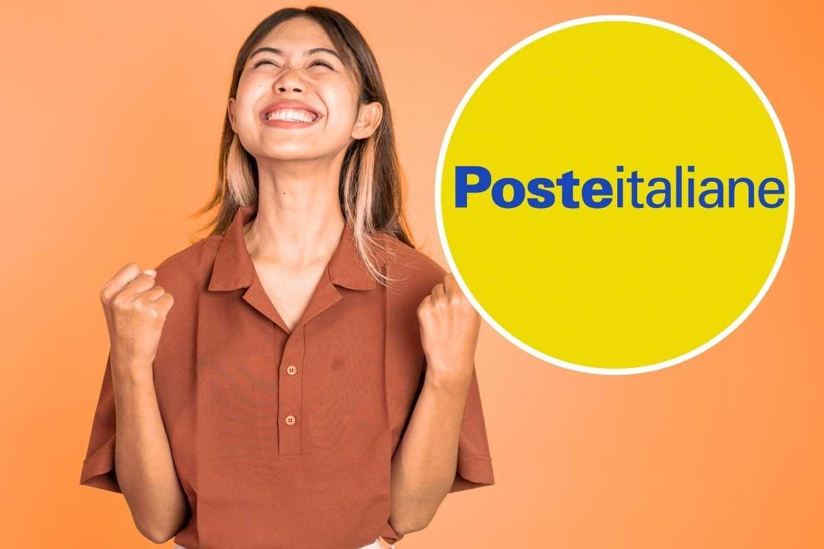 Donna felice, logo Poste Italiane