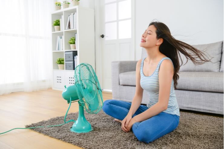 donna davanti al ventilatore