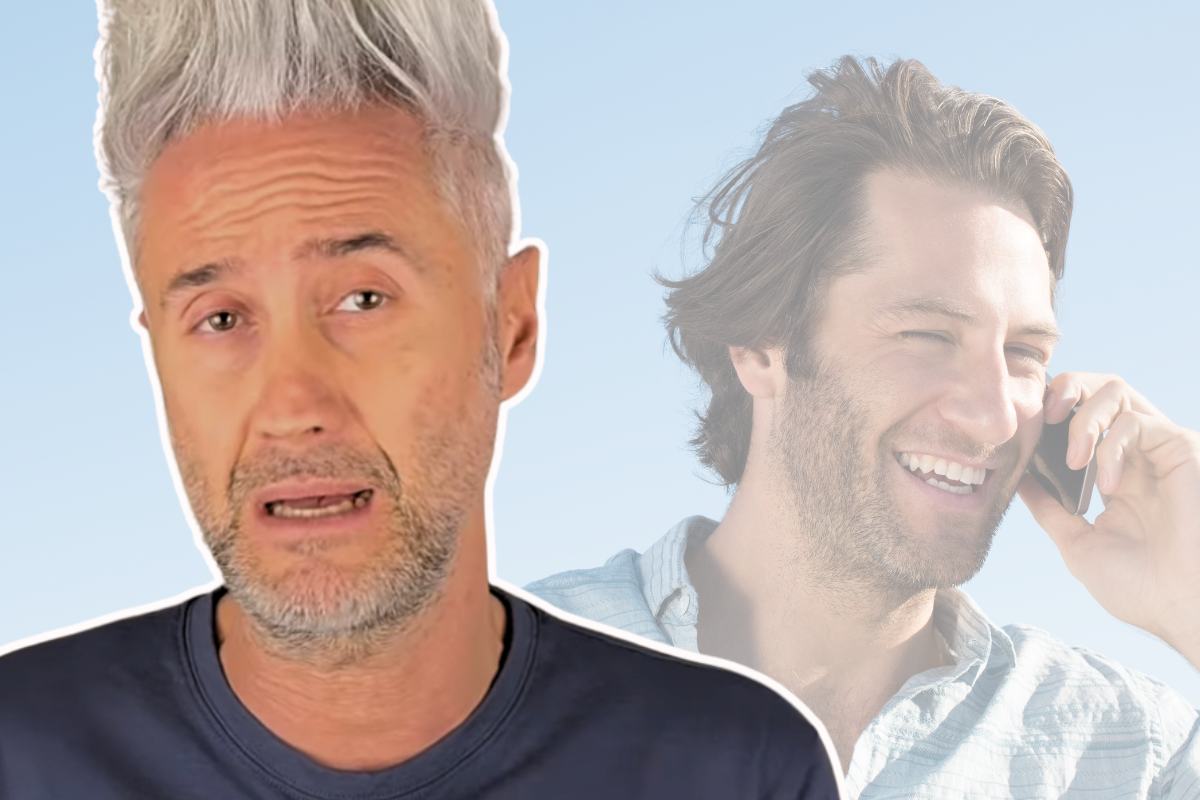 collage uomo parla al cellulare e prof schettini